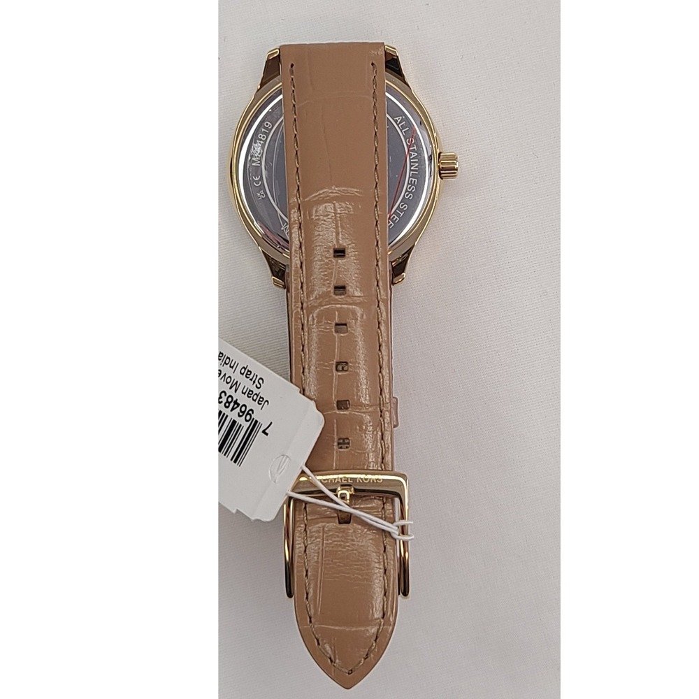 Michael Kors Sage Three-Hand Peanut Croco‎ Embossed Leather Watch 38 mm New - Picture 3 of 8